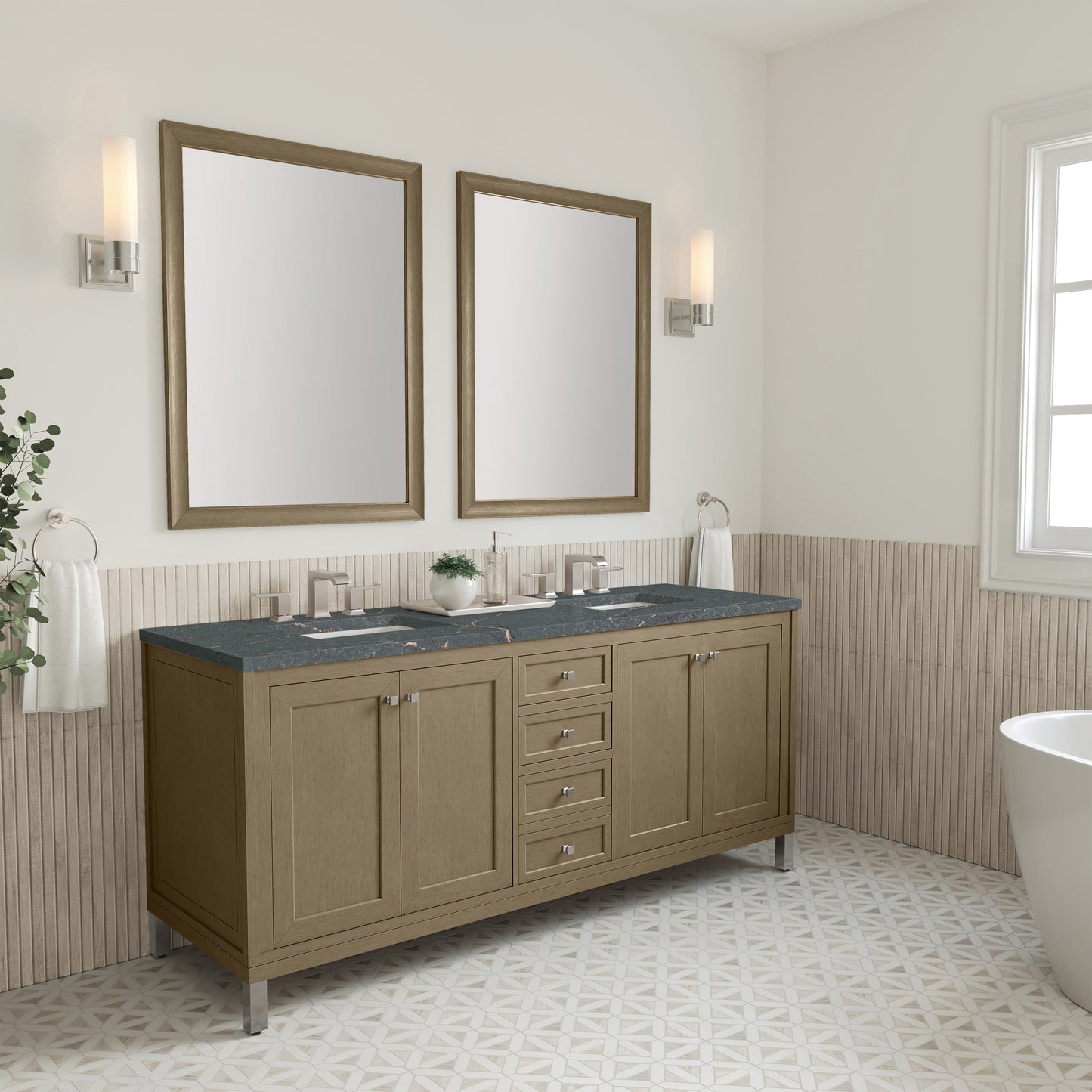 James Martin Chicago 72" Double Vanity with 3 CM Countertop