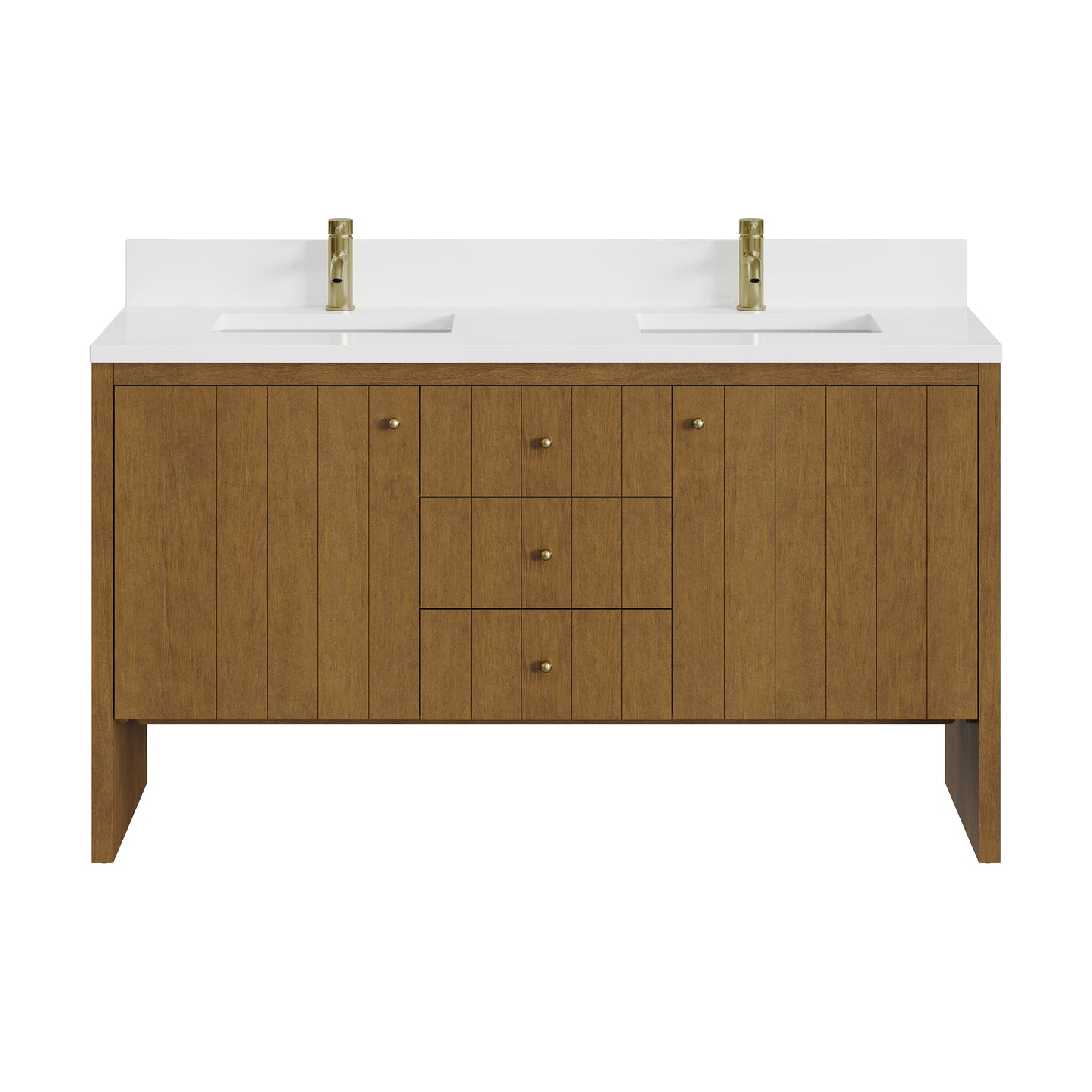 James Martin Hudson 60" Double Vanity with Single Hole 3 CM White Zeus Silestone Top and Matching Backsplash