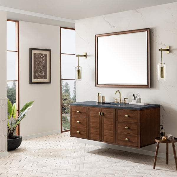 James Martin Amberly 60" Single Vanity, Mid-Century Walnut