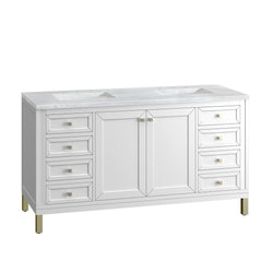 James Martin Chicago 60" Double Vanity, Glossy White - Luxe Bathroom Vanities