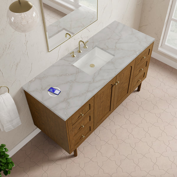 James Martin Laurent 60" Single Vanity with 3 CM Countertop & FreePower Wireless Charger