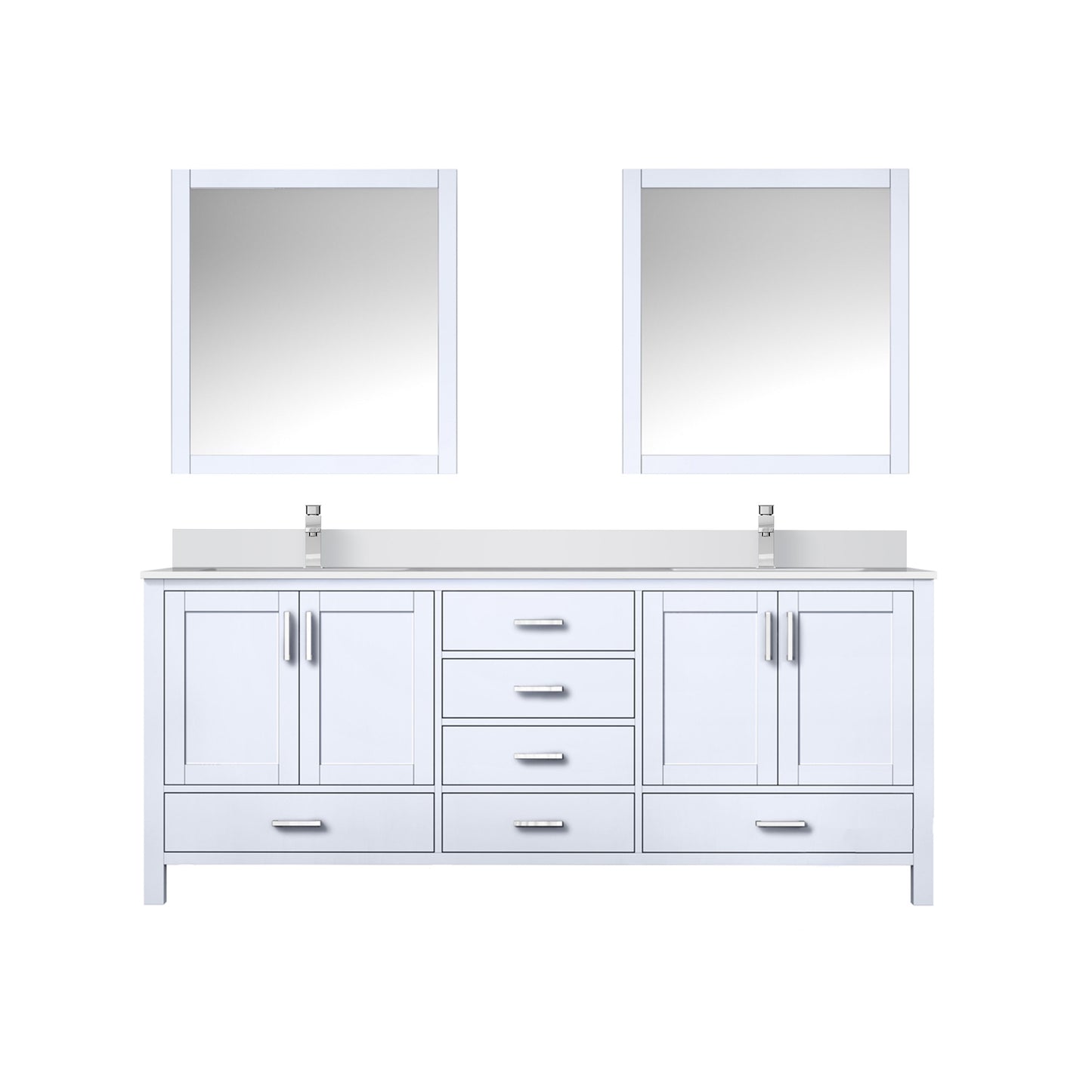 Lexora Collection Jacques 80 inch Double Bath Vanity, Top, Faucet Set, and 30 inch Mirrors - Luxe Bathroom Vanities