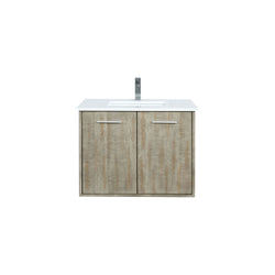 Lexora Collection Fairbanks 30 inch Rustic Acacia Bath Vanity, White Quartz Top and Faucet Set - Luxe Bathroom Vanities