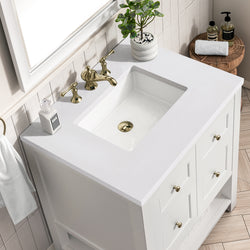 James Martin Breckenridge 30" Single Vanity, Bright White - Luxe Bathroom Vanities