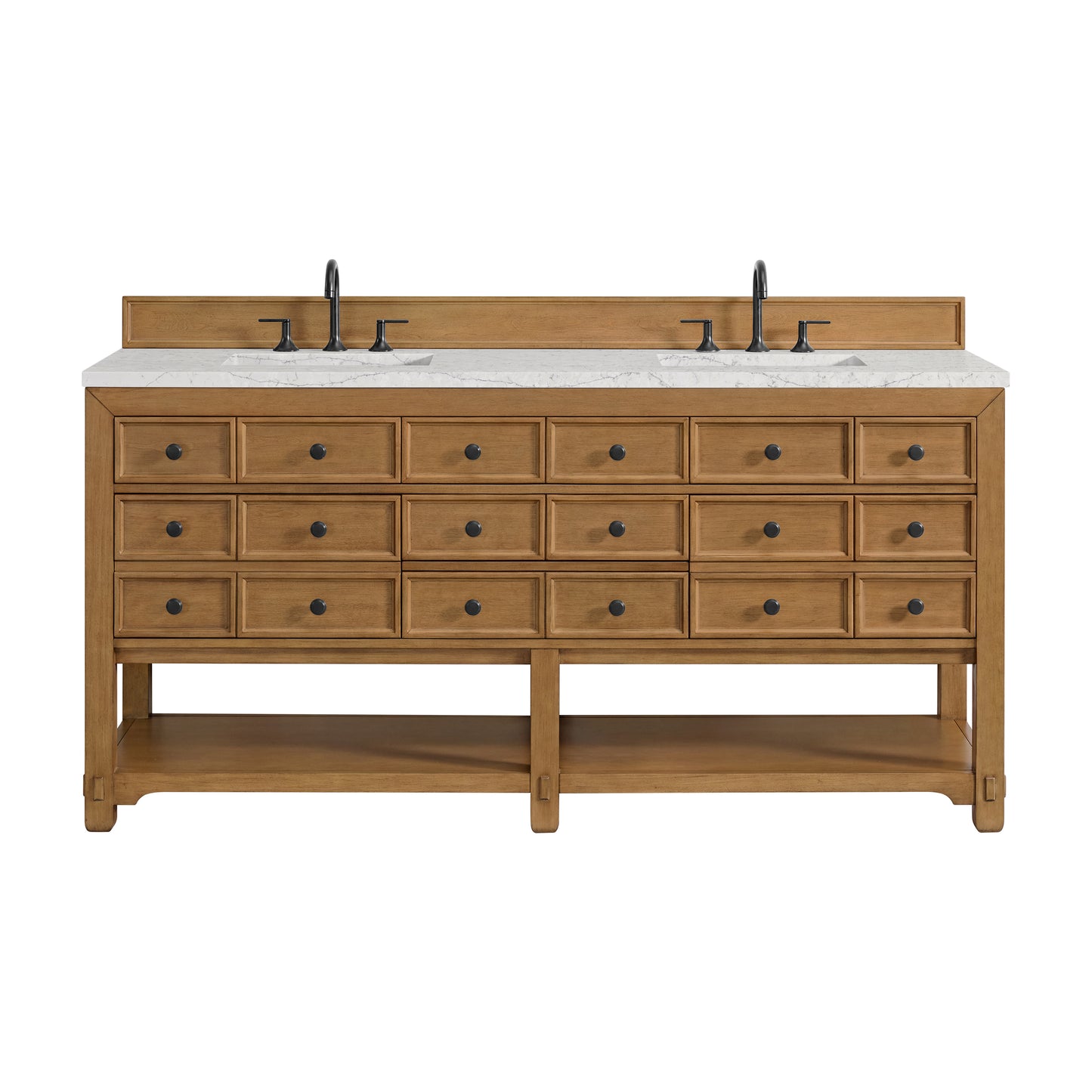 James Martin Malibu 72" Double Vanity, Amber Birch with 3 CM Countertop & FreePower Wireless Charger
