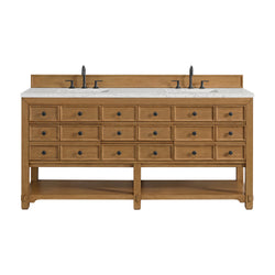 James Martin Malibu 72" Double Vanity, Amber Birch with 3 CM Countertop & FreePower Wireless Charger