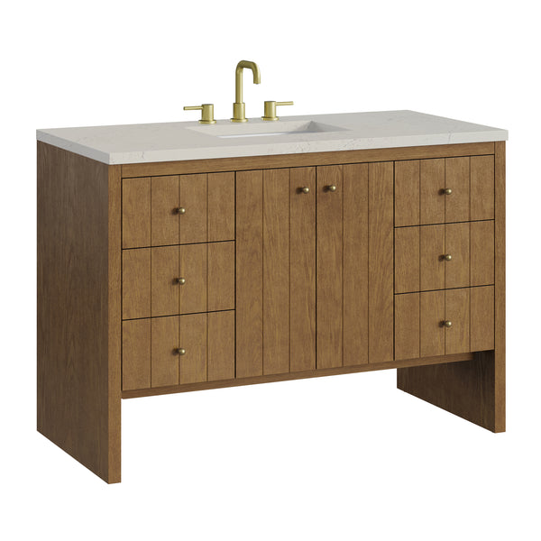 James Martin Hudson 48" Single Vanity Honey Oak w/ 3 CM Countertop & FreePower Wireless Charger