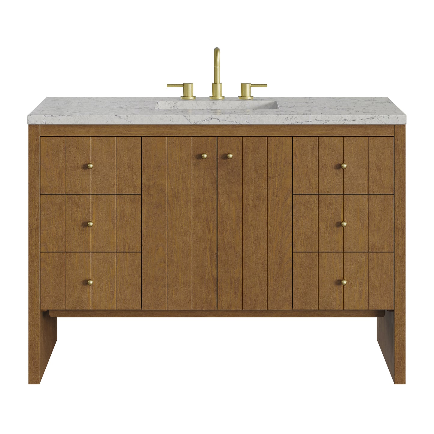 James Martin Hudson 48" Single Vanity Honey Oak w/ 3 CM Countertop & FreePower Wireless Charger