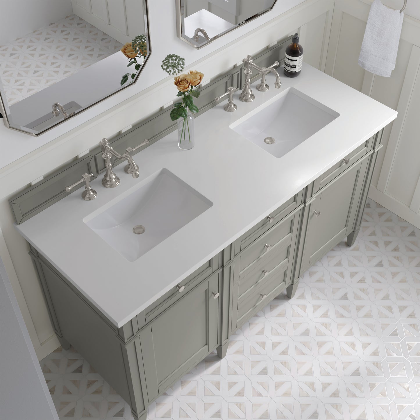 James Martin Brittany 60" Double Vanity with 3 CM Countertop