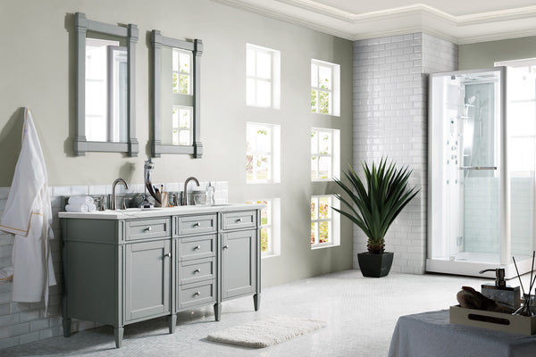 James Martin Brittany 60" Double Vanity with 3 CM Countertop & FreePower Wireless Charger