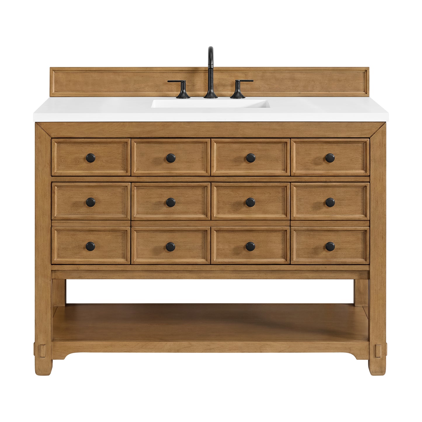 James Martin Malibu 48" Single Vanity, Amber Birch w/ 3 CM Counter Top - Luxe Bathroom Vanities