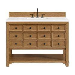 James Martin Malibu 48" Single Vanity, Amber Birch w/ 3 CM Counter Top - Luxe Bathroom Vanities