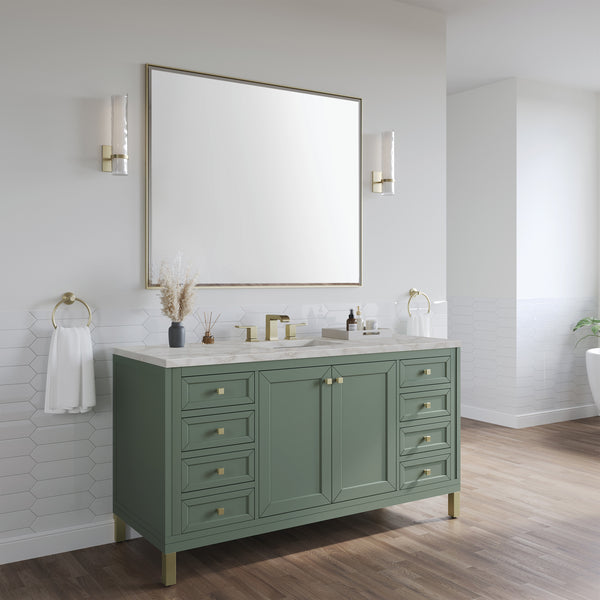 James Martin Chicago 60" Single Vanity with 3 CM Countertop & FreePower Wireless Charger
