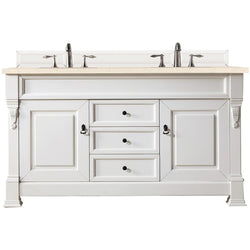 James Martin Brookfield 60" Double Vanity Vanities James Martin Bright White w/ 3 CM Eternal Marfil Quartz Top 