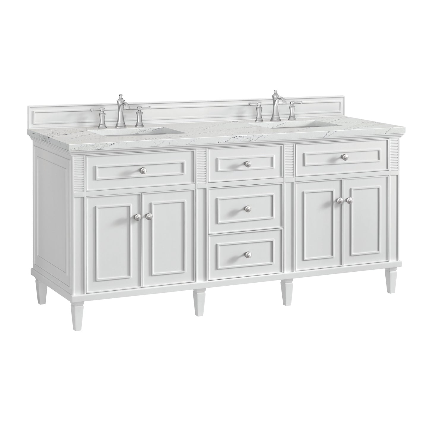 James Martin Lorelai 72" Double Vanity with 3 CM Countertop & FreePower Wireless Charger
