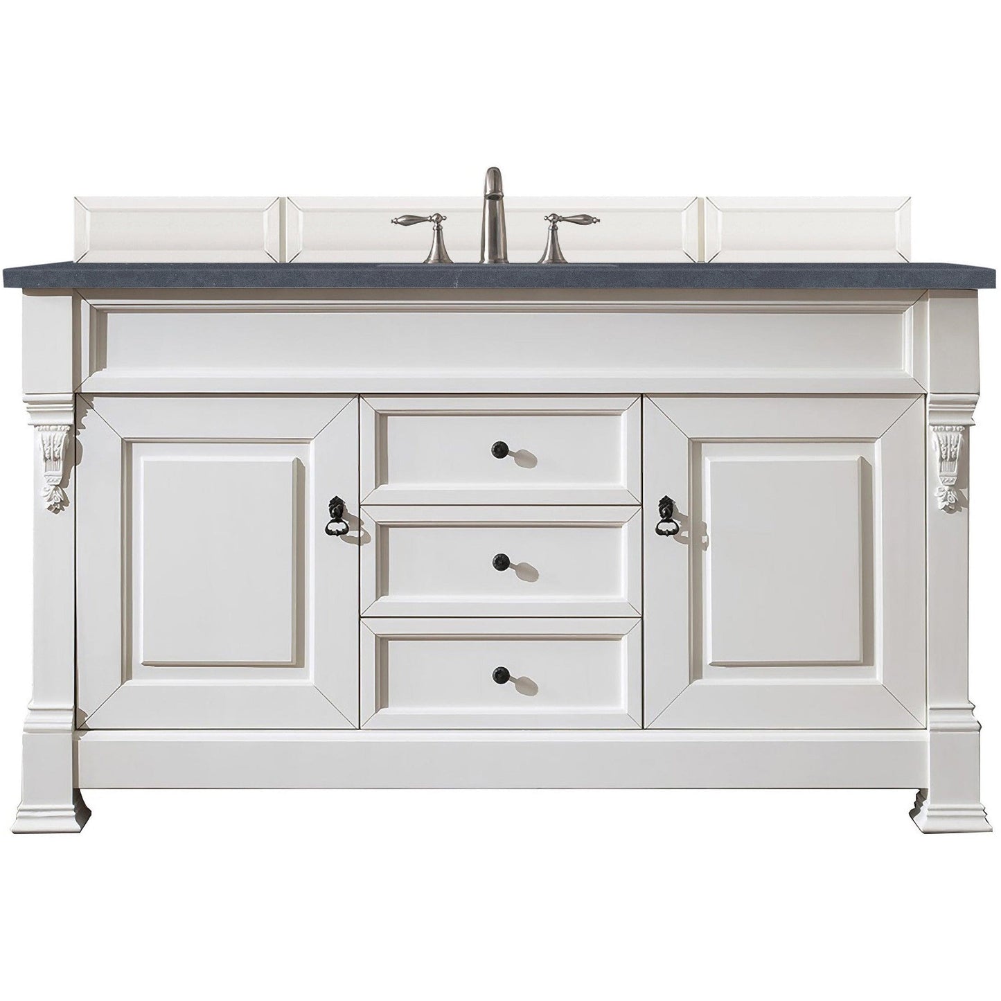 James Martin Brookfield 60" Single Vanity Vanities James Martin Bright White w/ 3 CM Charcoal Soapstone Quartz Top 