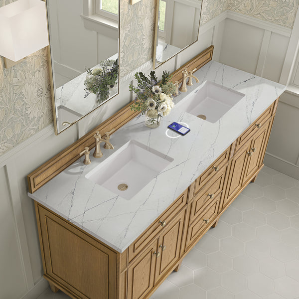 James Martin Lorelai 72" Double Vanity with 3 CM Countertop & FreePower Wireless Charger