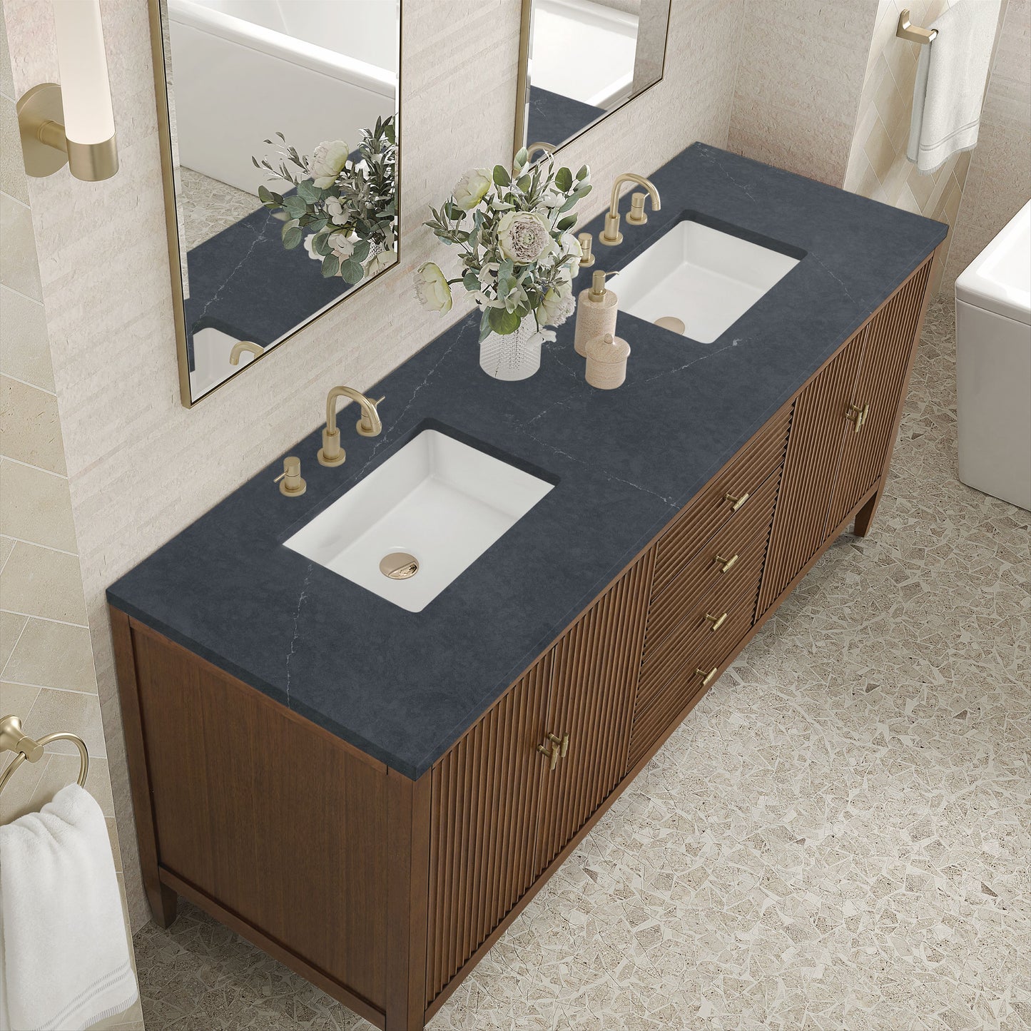 James Martin Myrrin 72" Double Vanity with 3 CM Countertop