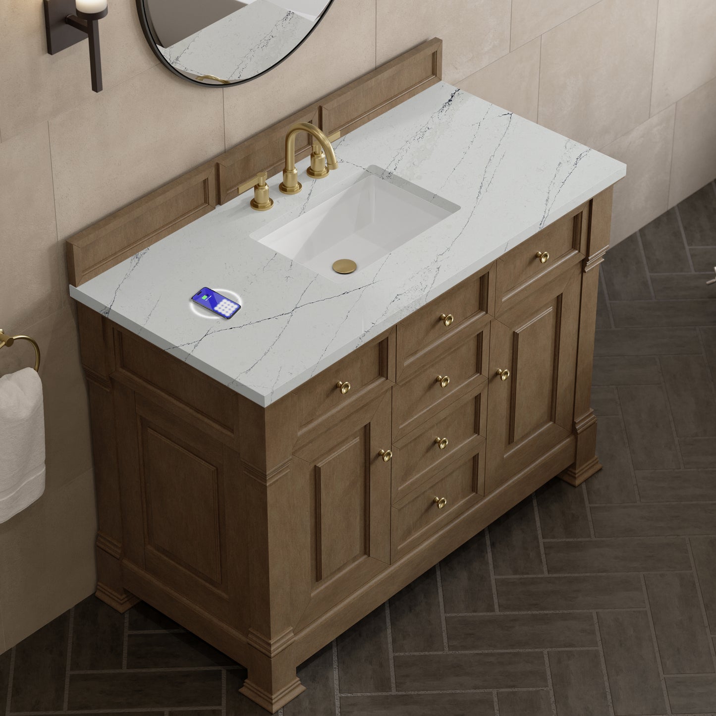 James Martin Brookfield 48" Single Vanity with 3 CM Countertop & FreePower Wireless Charger