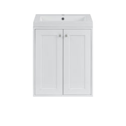 James Martin Chianti Single Floating Vanity with White Glossy Composite Stone Top