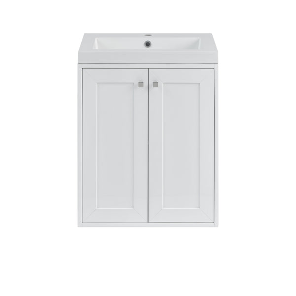 James Martin Chianti Single Floating Vanity with White Glossy Composite Stone Top