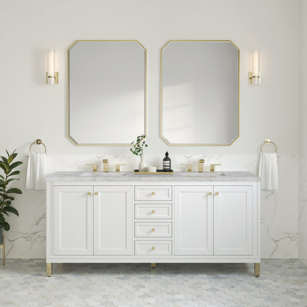 James Martin Chicago 72" Double Vanity with 3 CM Countertop & FreePower Wireless Charger