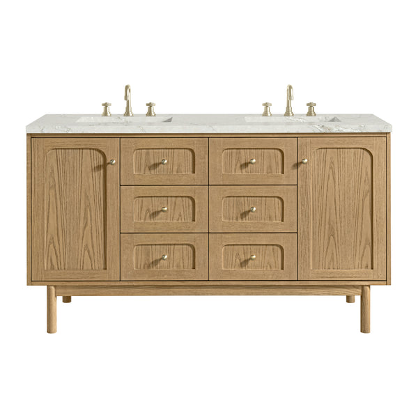 James Martin Laurent 60" Double Vanity with 3 CM Countertop & FreePower Wireless Charger