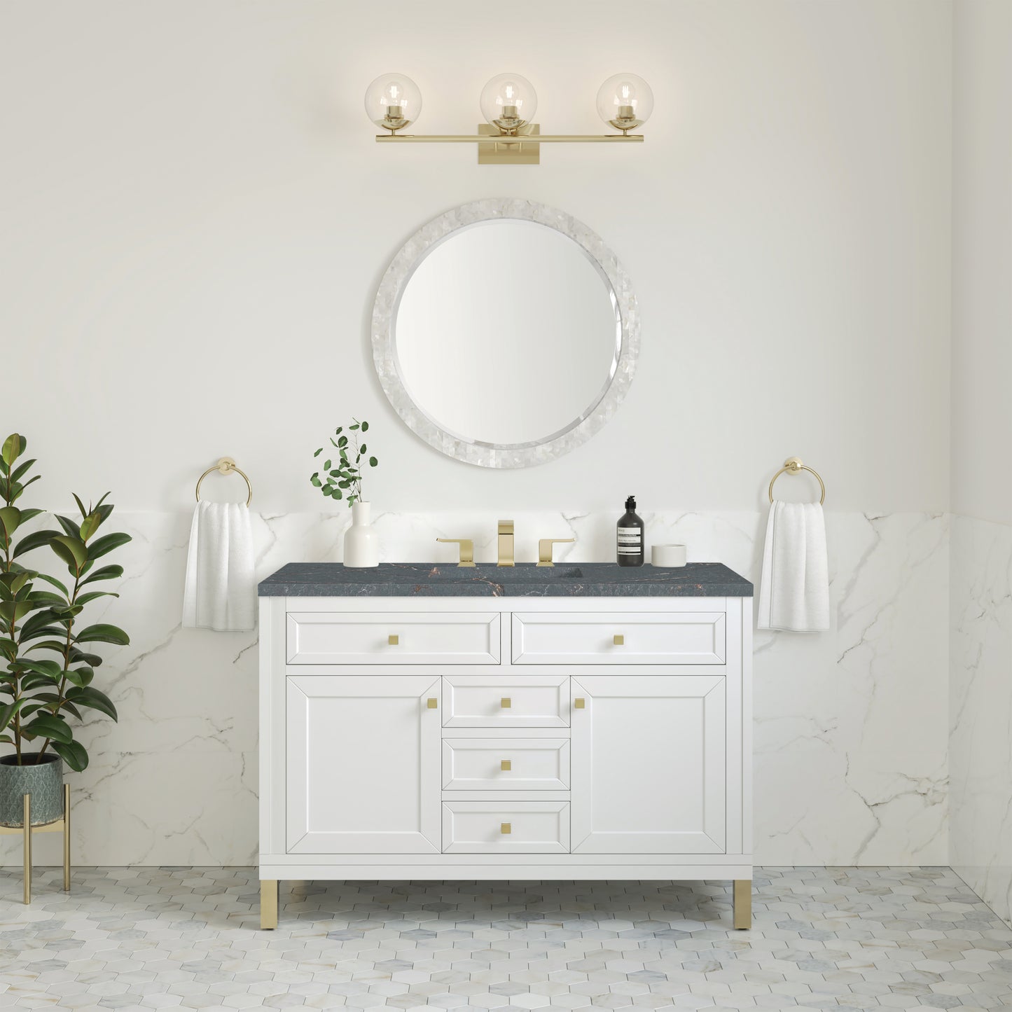 James Martin Chicago 48" Single Vanity with 3 CM Countertop & FreePower Wireless Charger