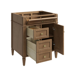 James Martin Brittany 30" Single Vanity with Single Hole 3 CM White Zeus Quartz Top & Backsplash
