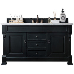 James Martin Brookfield 60" Single Vanity Vanities James Martin Antique Black w/ 3 CM Arctic Fall Solid Surface Top 