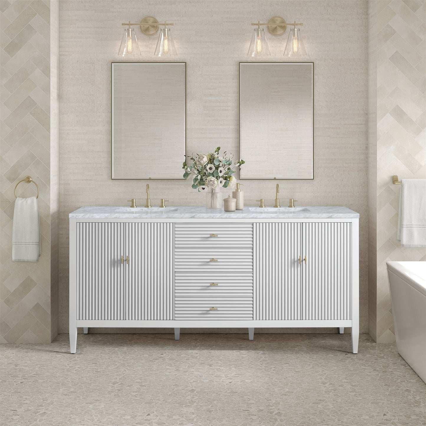 James Martin Myrrin 72" Double Vanity with 3 CM Countertop
