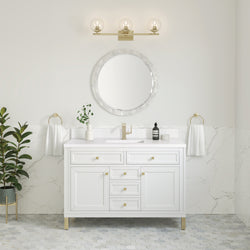 James Martin Chicago 48" Single Vanity with Single Hole 3CM White Zeus Silestone Top & Backsplash