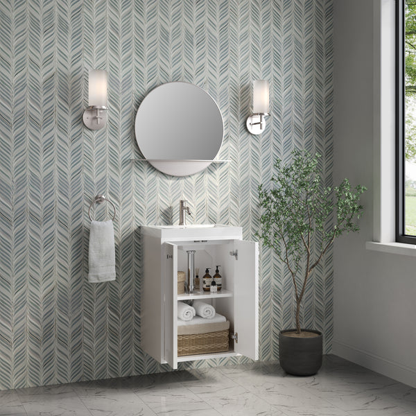 James Martin Chianti Single Floating Vanity with White Glossy Composite Stone Top