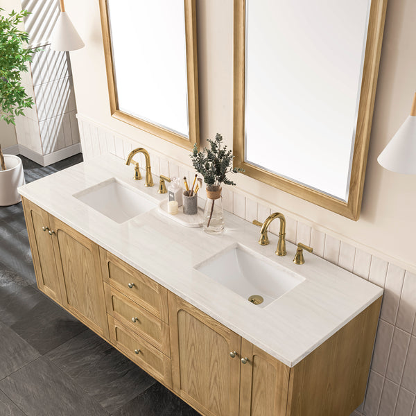 James Martin Laurent 72" Double Vanity, Light Natural Oak