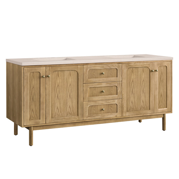 James Martin Laurent 72" Double Vanity, Light Natural Oak