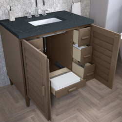 James Martin Portland 36" Single Vanity Whitewashed Walnut with 3 CM Countertop