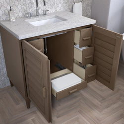 James Martin Portland 36" Single Vanity Whitewashed Walnut with 3 CM Countertop