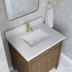 James Martin Brittany 30" Single Vanity with Single Hole 3 CM White Zeus Quartz Top & Backsplash
