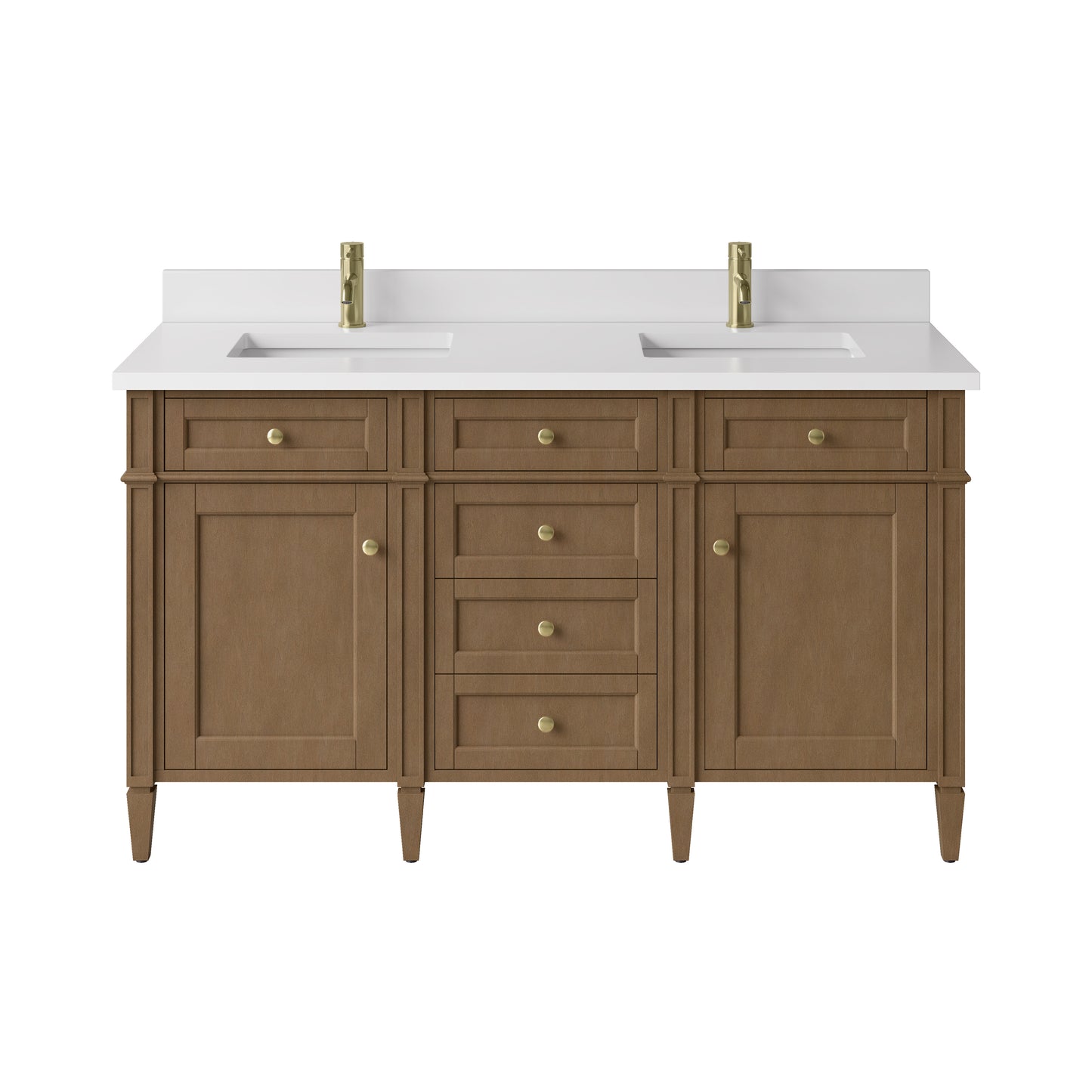 James Martin Brittany 60" Double Vanity with Single Hole 3 CM White Zeus Silestone Top & Backsplash