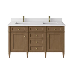 James Martin Brittany 60" Double Vanity with Single Hole 3 CM White Zeus Silestone Top & Backsplash