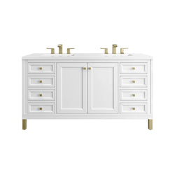 James Martin Chicago 60" Double Vanity, Glossy White - Luxe Bathroom Vanities