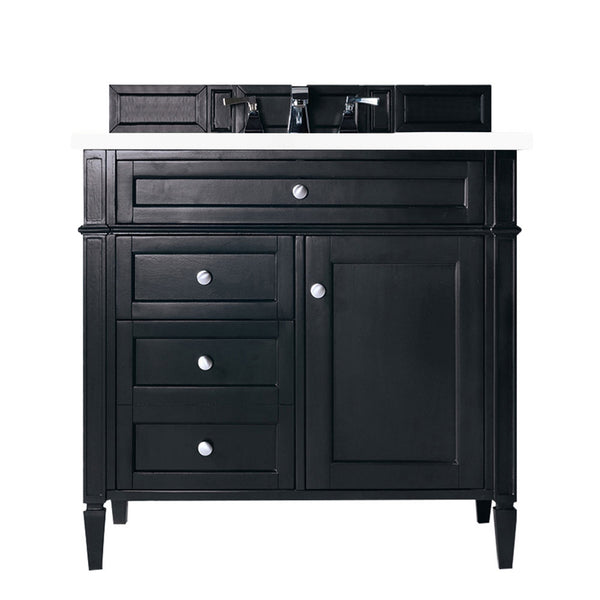 James Martin Brittany 36" Single Vanity, Black Onyx with 3CM Top - Luxe Bathroom Vanities