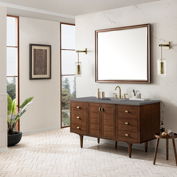 James Martin Amberly 60" Single Vanity, Mid-Century Walnut