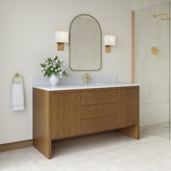 James Martin Hudson 60" Single Vanity with Single Hole 3 CM White Zeus Silestone Top and Matching Backsplash