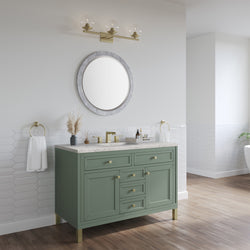 James Martin Chicago 48" Single Vanity, Smokey Celadon - Luxe Bathroom Vanities