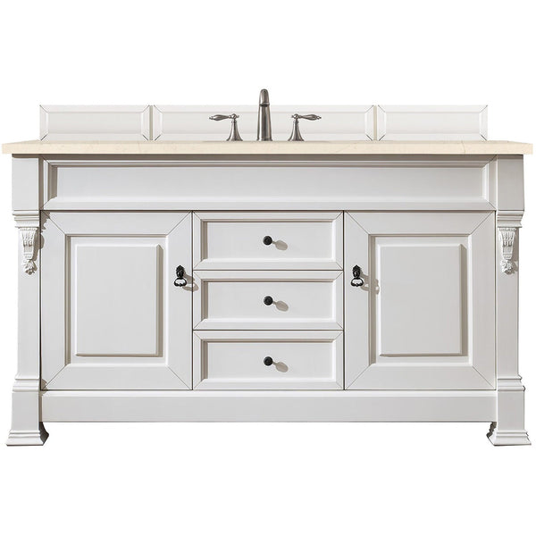 James Martin Brookfield 60" Single Vanity Vanities James Martin Bright White w/ 3 CM Eternal Marfil Quartz Top 