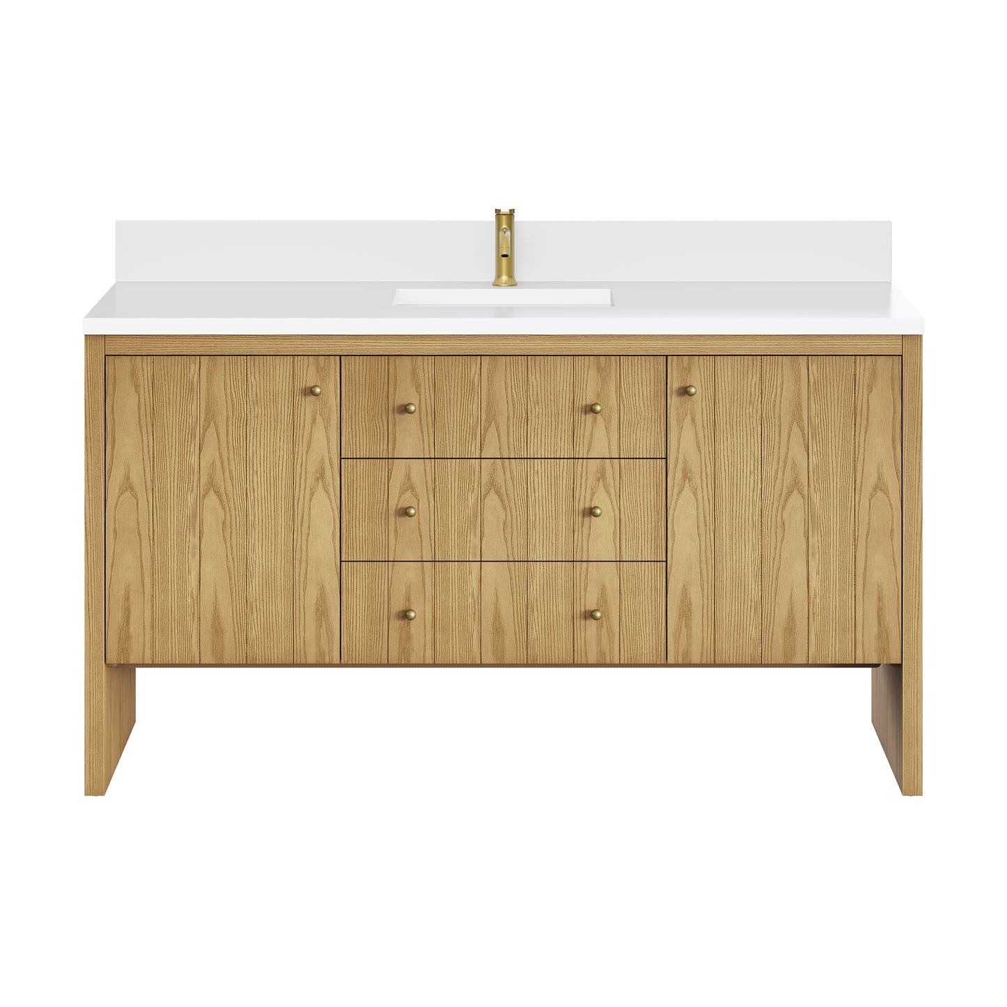 James Martin Hudson 60" Single Vanity with Single Hole 3 CM White Zeus Silestone Top and Matching Backsplash