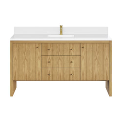 James Martin Hudson 60" Single Vanity with Single Hole 3 CM White Zeus Silestone Top and Matching Backsplash