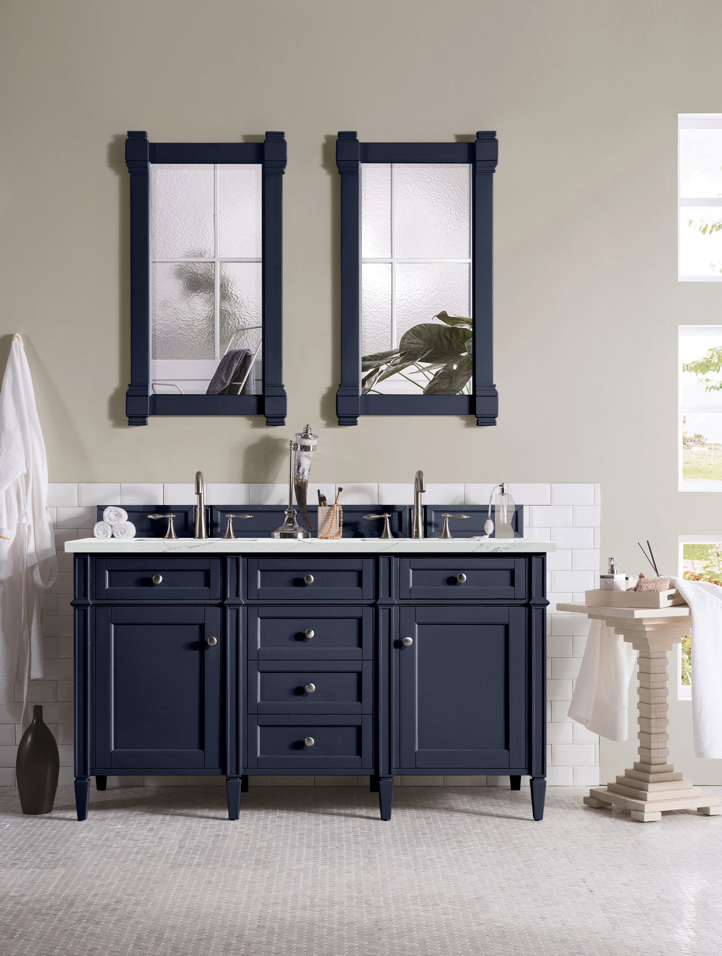 James Martin Brittany 60" Double Vanity with 3 CM Countertop & FreePower Wireless Charger