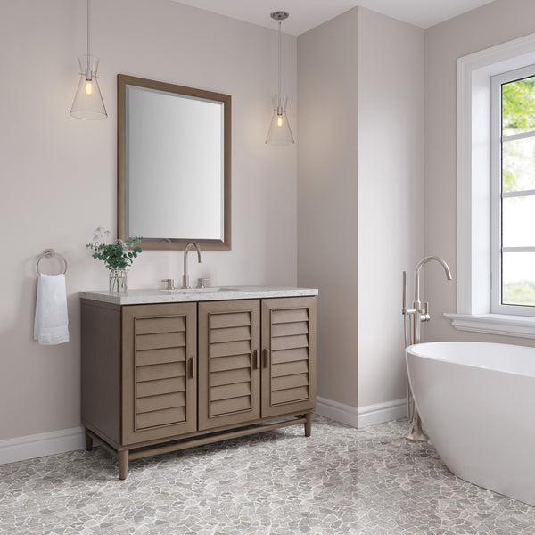James Martin Portland 48" Single Vanity Whitewashed Walnut with 3 CM Countertop & FreePower Wireless Charger